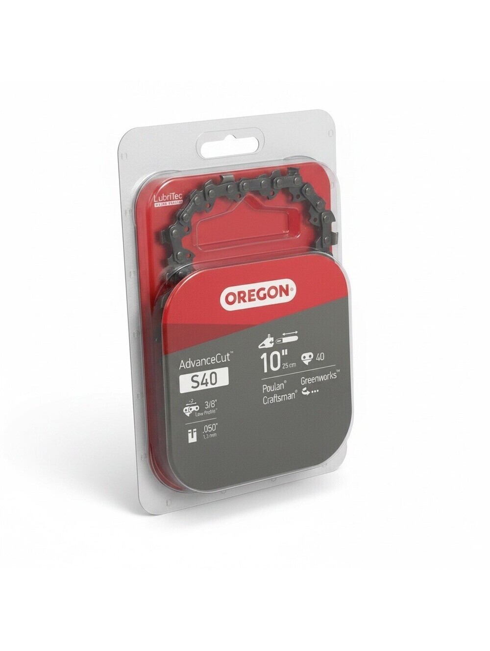 Oregon AdvanceCut Chainsaw Chain S40 10in 3/8 Low Profile .050 40 Links LubriTec